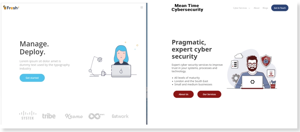 two websites side by side