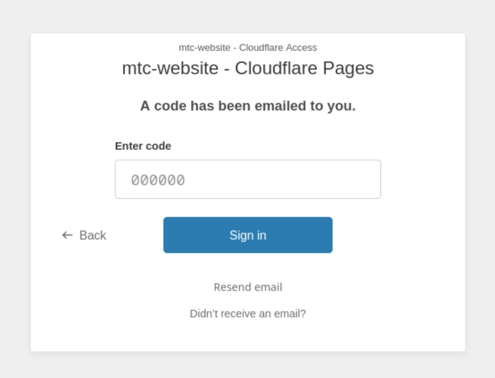 Access code request